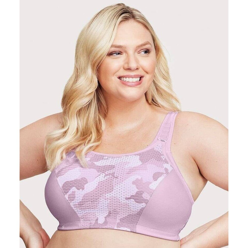Glamorise 38I Custom Control Wire free Sports Bra Pink Camo Print Medium Support